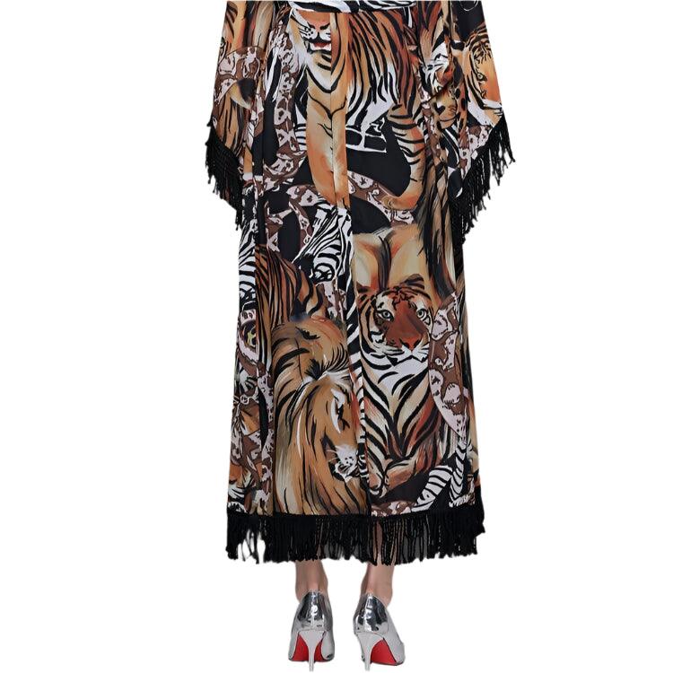 Folk Print Tassel Loose Maxi Dresses