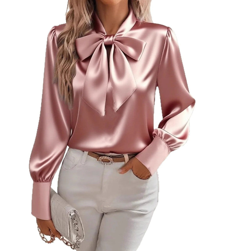Elegant- pinkBow-tie Temperament Blouse