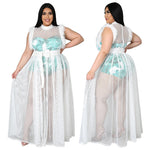 Daring Mesh: The Plus Size Two-Piece Statement - White