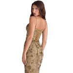 Elegant Low Neck Sleeveless Backless Tie-Up Maxi Dress - Bronze