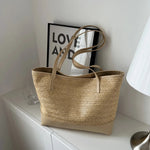 Chic Straw Weave Tote with Leather Straps - runwayfashionistacom