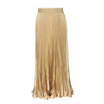Glossy pleated long skirt