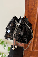 Drawstring Sequin Crossbody Bag - rnwayfashionista.com
