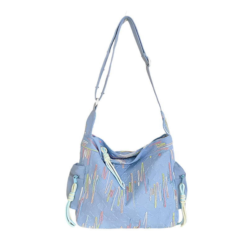 Contrast Texture Shoulder Bag - Runwayfashionista.com