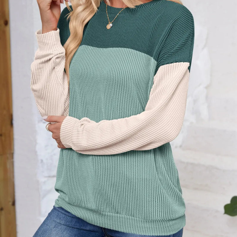 Round Neck Long Sleeve Sweatshirt - Runwayfashionista.com