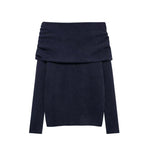 Off Shoulder Straight Flat Knit Sweater