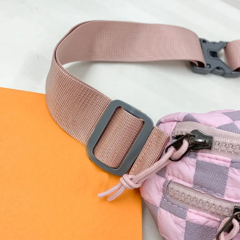 Chic Checkered Nylon Crossbody Bag - runwayfashionista.com
