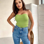 Sexy and Simple External Wearing One Line Top - runwayfashionista.com
