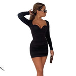 Long Sleeve Ruched Mini Dress