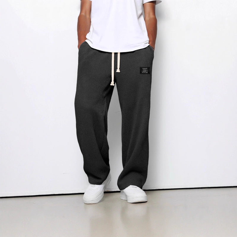 LooseDrawstring Pockets Sports Pants - black