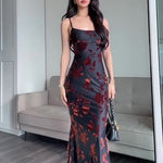 Flocked Strappy Maxi Dress
