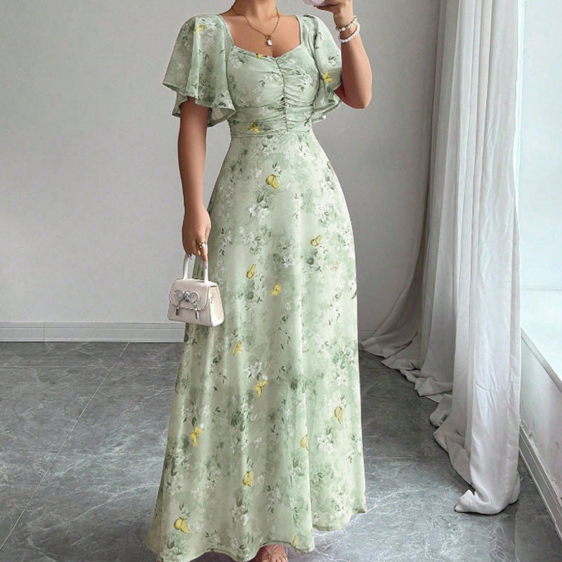 Elegant Slim Midi Dresses - light green