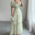 Elegant Slim Midi Dresses - light green