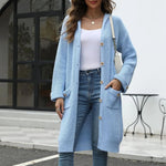 Pocketed Button Up Long Sleeve Hooded Cardigan - runwayfashonista.com