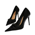 Bow Detail Pointed Toe Stiletto Pumps ✨ - black