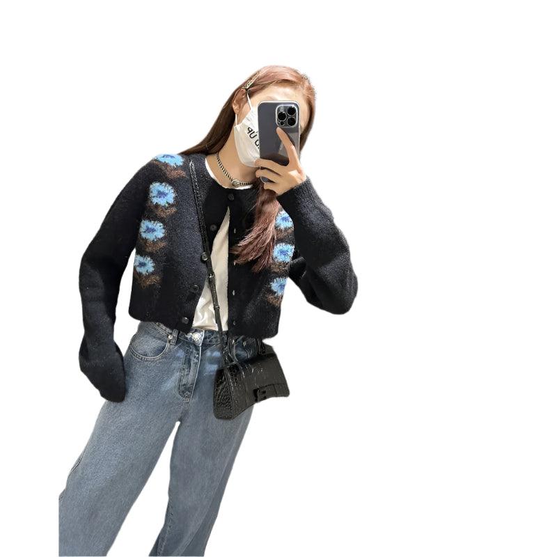 hort Stacked Jacquard Knit Cardigan