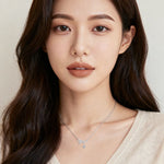 Sterling Silver Bow Moissanite Drop Necklace
