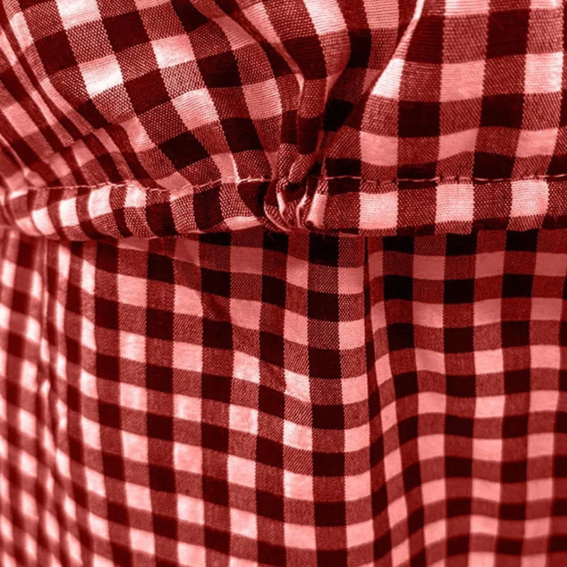 Plaid Round Neck Half Sleeve Top and Pants Set -runwayfashionista.com