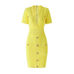 Knitted Short Sleeved V-neck Dress