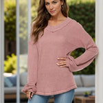 Dropped shoulder long sleeve top - runwayfashionista.com
