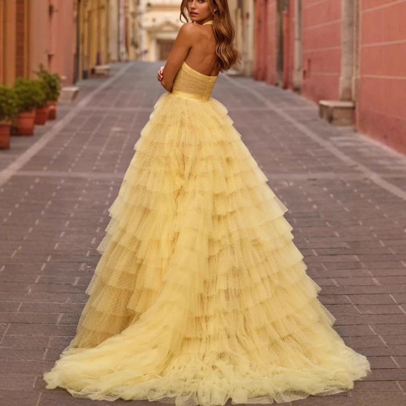 Gemini said💛 THE SUN-DRENCHED SHOWSTOPPER: Sexy Mesh Strapless Gown