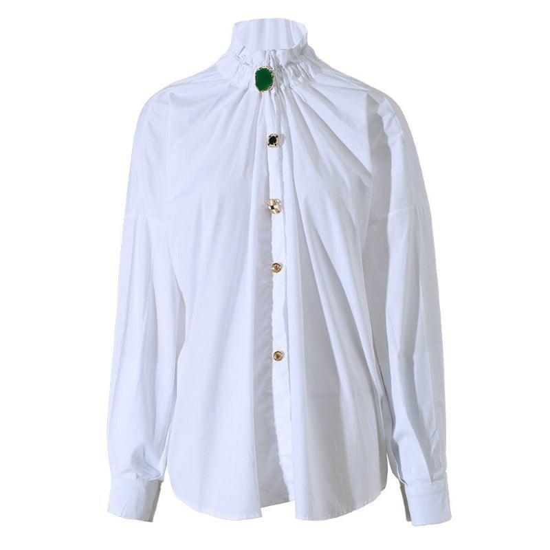 Single Breasted Lace Collar Shirt