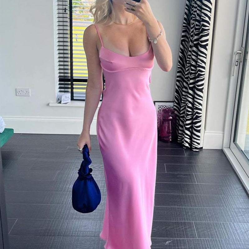 Elegant Sleeveless Midi Dresses - pink