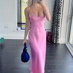 Elegant Sleeveless Midi Dresses - pink