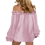 Lotus Leaf Off Shoulder Blouse -pink