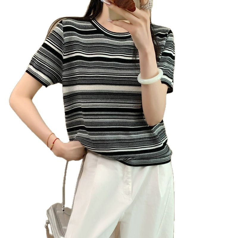 This bold round neck tee with short sleeves offers effortless style and comfort for every daring look.