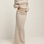 Elegant Off Shoulder Sweater Skirt Suit