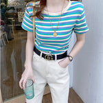 Stripe Short Sleeve T-Shirt - light blue