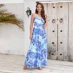Sleeveless Swing Maxi Dress - blue