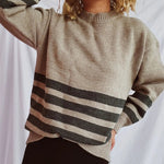 Striped Dropped Shoulder Long Sleeve Sweater - runwayfashionista.com