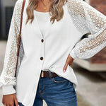 Button Up V-Neck Long Sleeve Outerwear - runwayfashionista.com