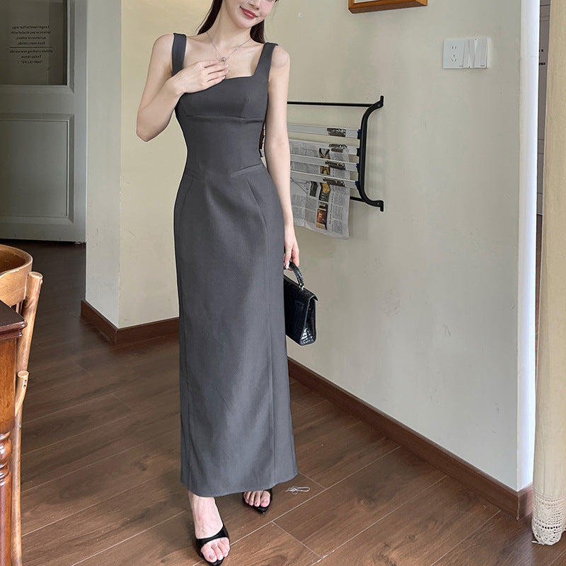 French Chic: Grey One-Shoulder Midi