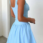 Decorative Button Square Neck Cami Dress - runwayfashionista.com