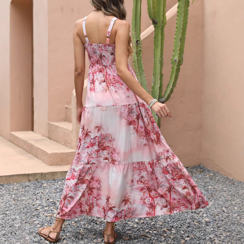 Strapless Ink Pocket Maxi Dress - Floral
