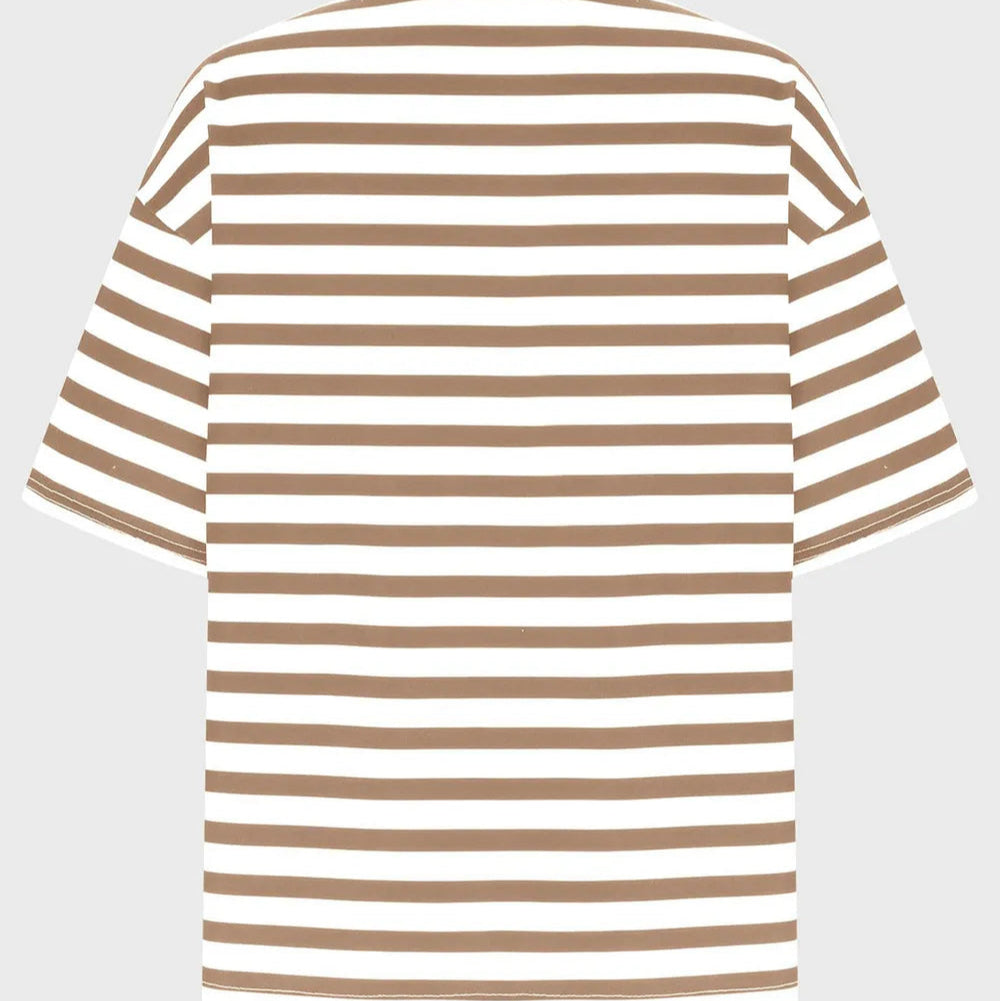 Casual Striped Quarter Sleeve T - Shirt - runwayfashionista.com
