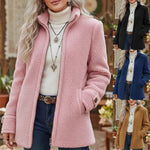Stand Collar Zip-Up Fleece Jacket