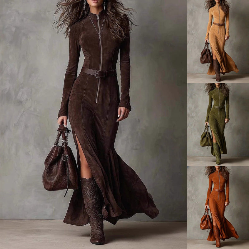 Temperament Split Long-sleeved Maxi Dresses
