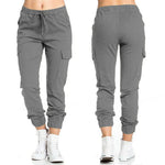 The Ultimate Utility: Women’s Elastic Waist String Side Pocket Pants - grey