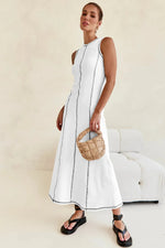 Contrast Stitching Maxi Tank Dress