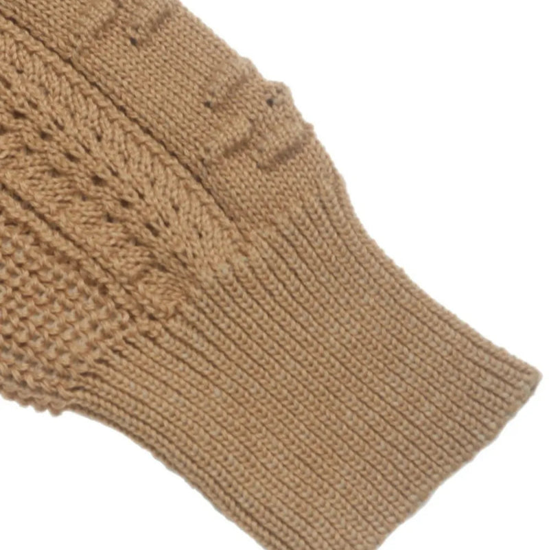 Openwork Round Neck Long Sleeve Sweater - runwayfashionista.com