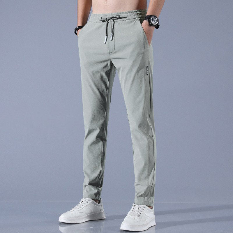 Minimalist High-Waist Ice Silk Loose Pants