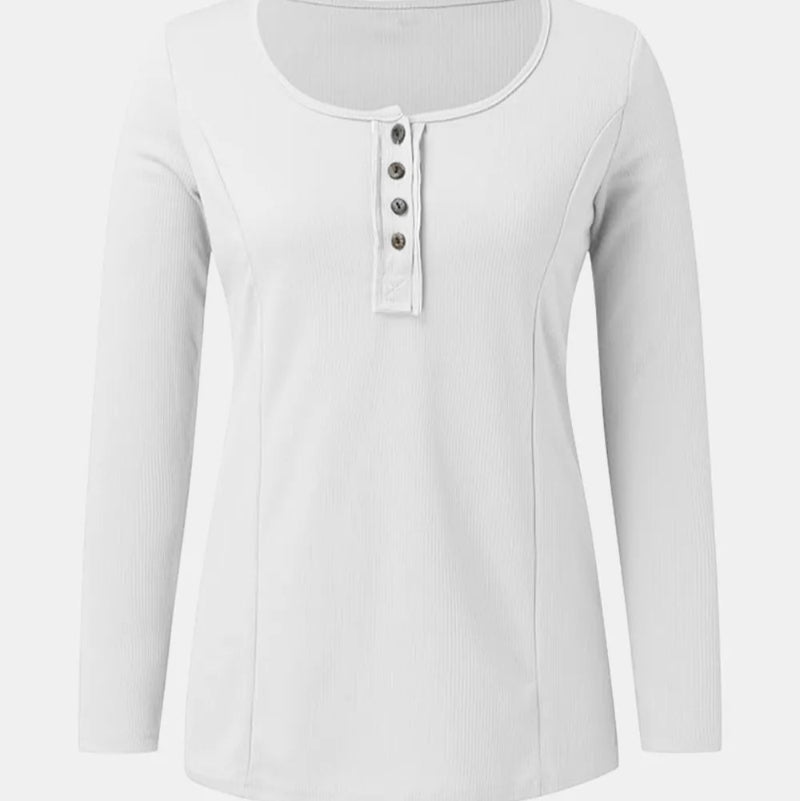 Scoop Neck Long Sleeve T-Shirt -Runwayfashionistta.com