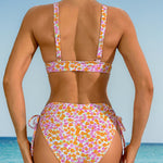 Small Floral Print Deep V Sexy Two-Piece Swimsuit