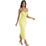 Strapless Back Slit Tight Dress