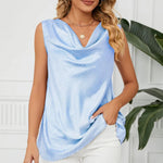 Solid Cowl Neck Top - runwayfashionista.com
