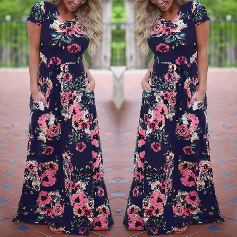 Floral Print Boho Evening Maxi Dress - runwayfashionista.com